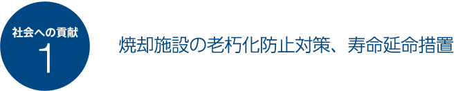 社会への貢献1　焼却施設の老朽化防止対策、寿命延命措置